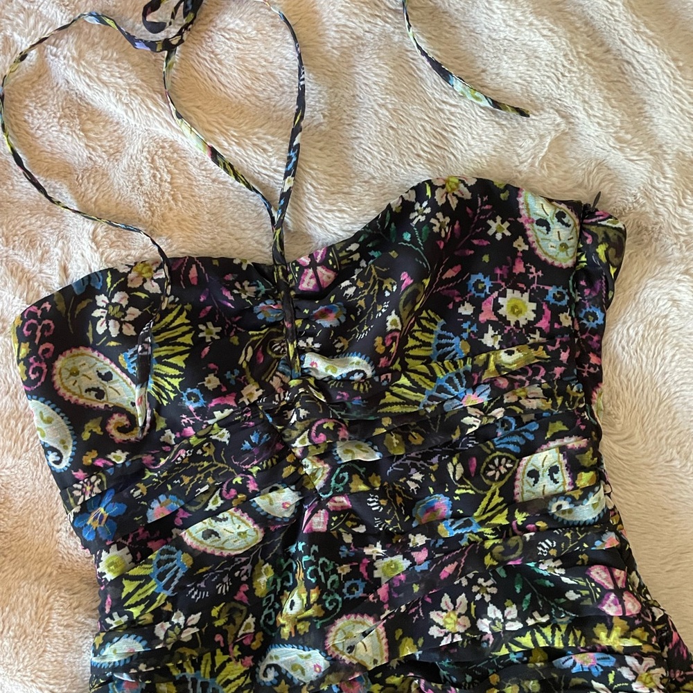 NWT y2k Early 2000s Print Zara Halter Mini Dress